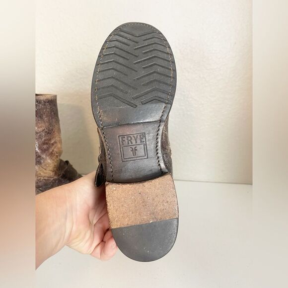 Frye Veronica Distressed Short Leather combat moto Boots in Brown 8.5 - Picture 12 of 12